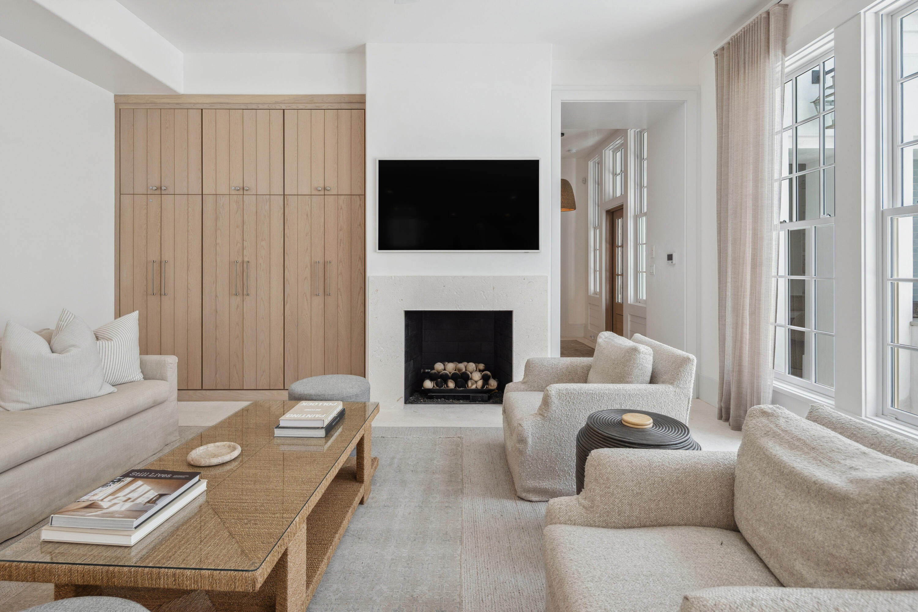 40 Silver Sea Ct Inlet Beach, Unit AA4 Inlet Beach, FL 32461 - Photo 14 of 56 a living room with furniture a flat screen tv and a fireplace