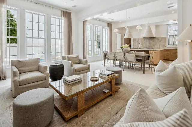 a view of kitchen with dining table and chairs