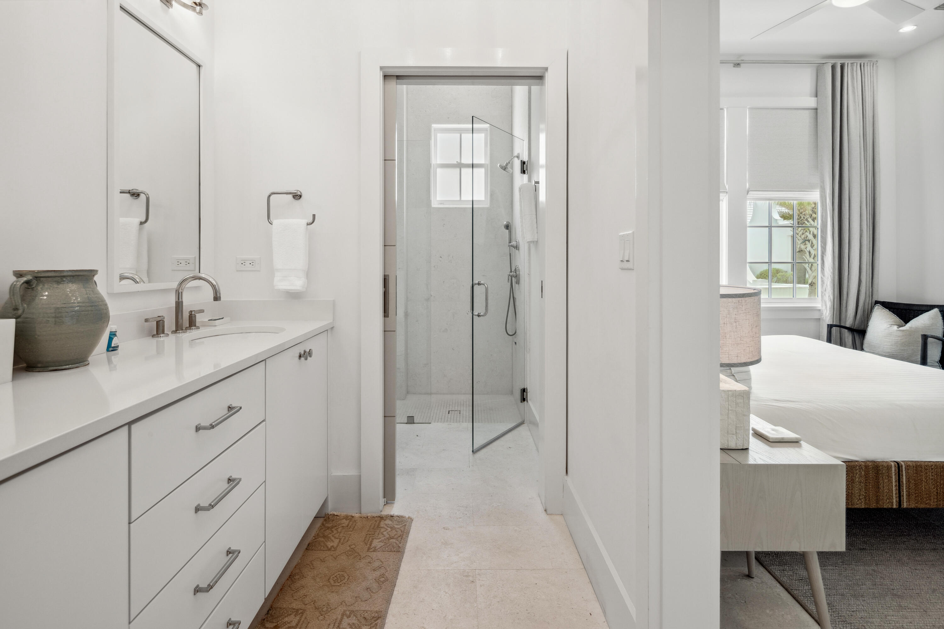 40 Silver Sea Ct Inlet Beach, Unit AA4 Inlet Beach, FL 32461 - Photo 27 of 56 a spacious bathroom with a granite countertop sink and a mirror