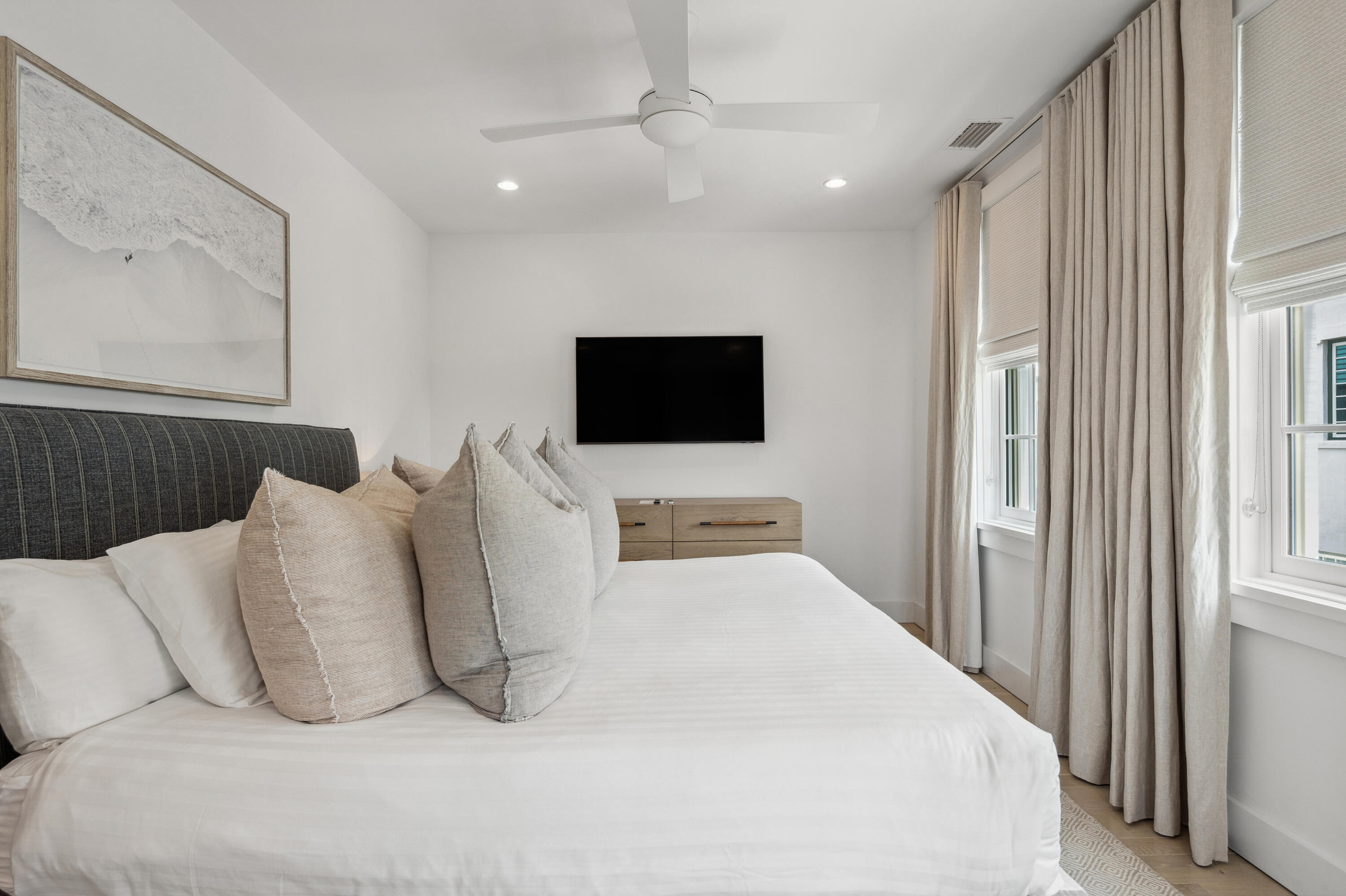 40 Silver Sea Ct Inlet Beach, Unit AA4 Inlet Beach, FL 32461 - Photo 32 of 56 a bedroom with a bed and a flat screen tv