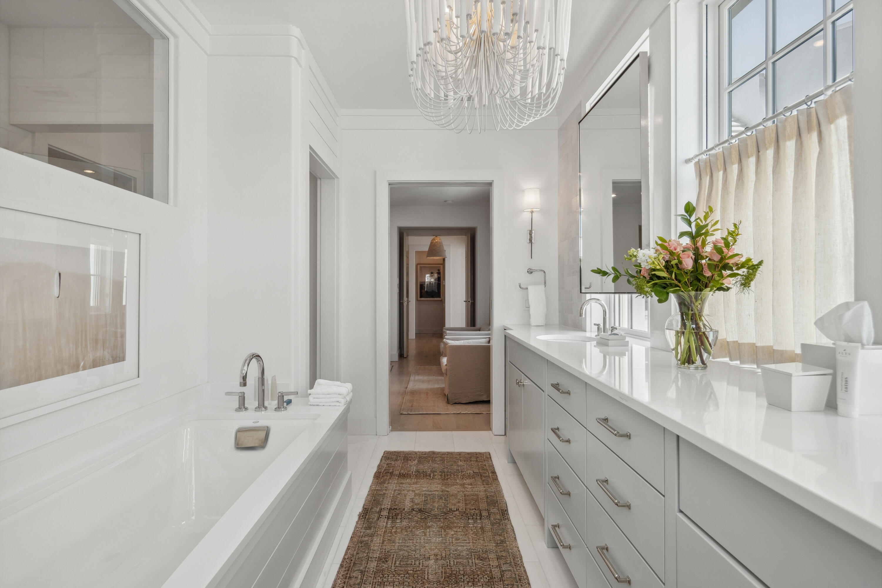 40 Silver Sea Ct Inlet Beach, Unit AA4 Inlet Beach, FL 32461 - Photo 42 of 56 a spacious en suite bathroom with a double vanity sink a large mirror and a shower