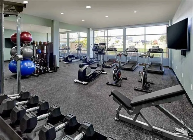 a living room with furniture a rug and wall paintings