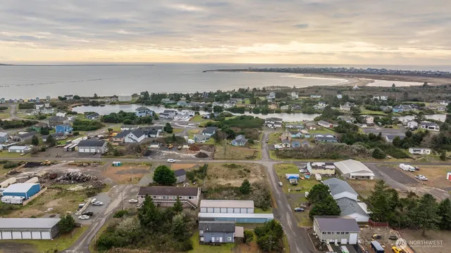 an aerial view of residential building with parking space