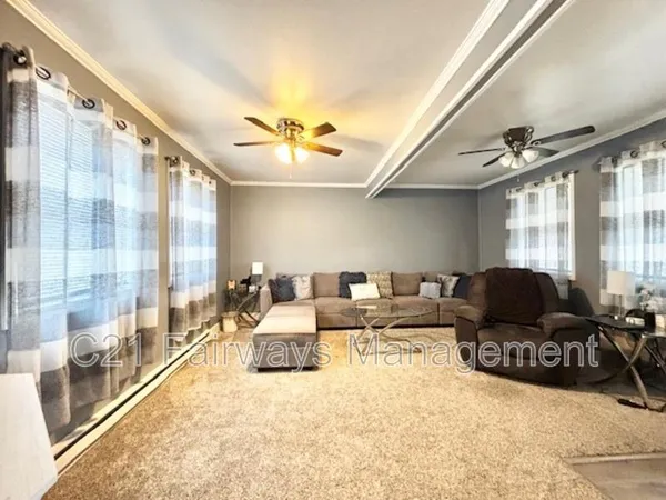 a living room with furniture