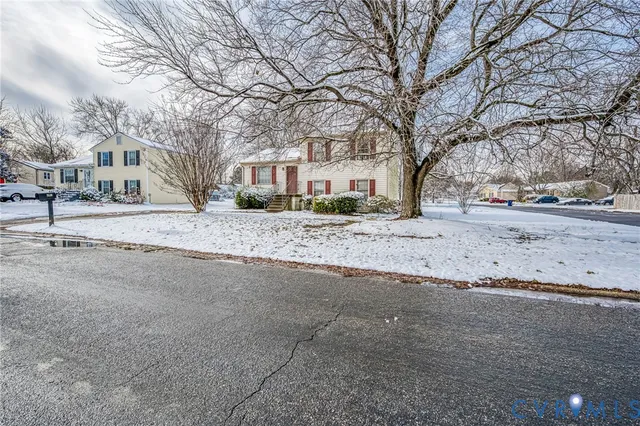 a tree is standing in front of yard