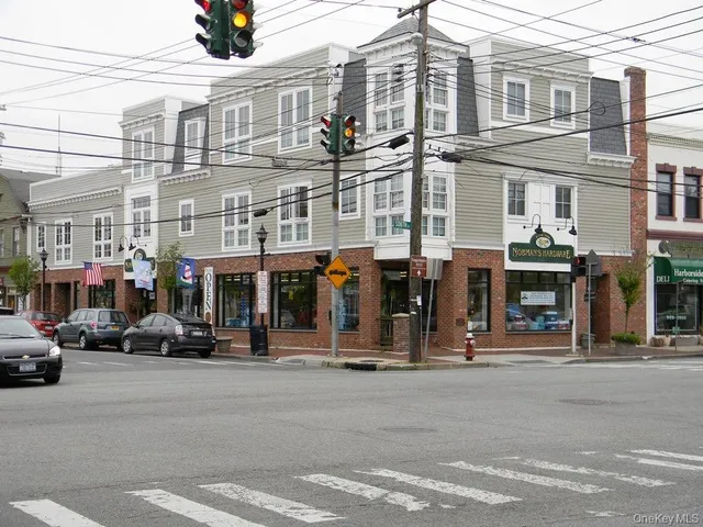 a front view of a building with street