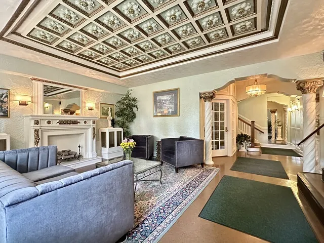 a living room with furniture