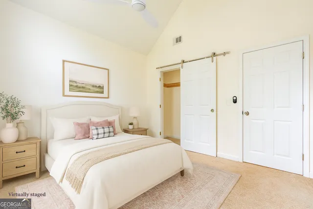 a workspace with furniture and window