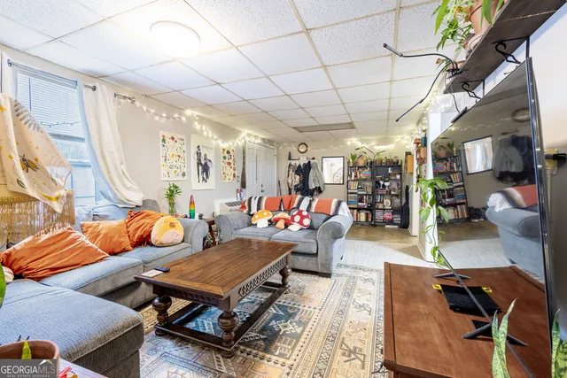 a workspace with wooden floor