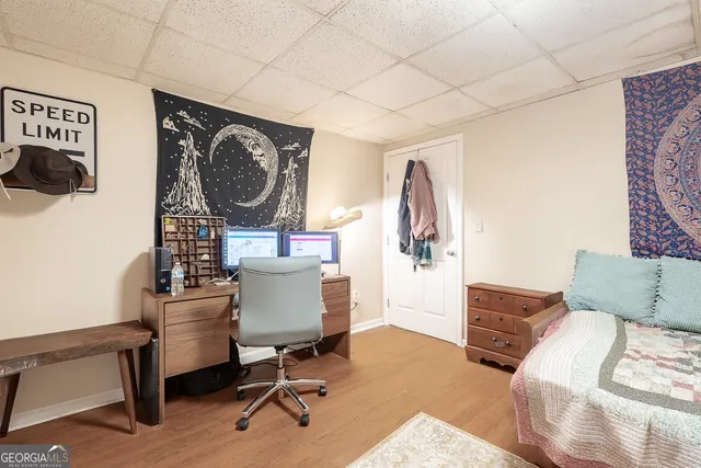 a view of small space with racks on the wall