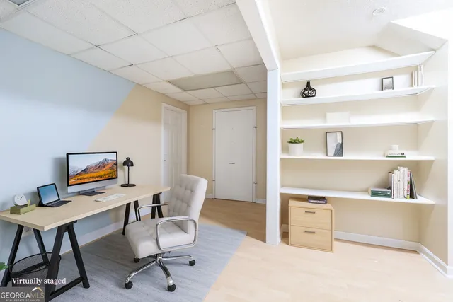 an aerial view of a house