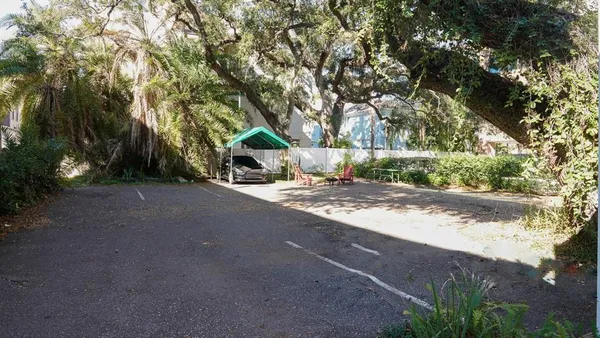 a view of a yard with a tree