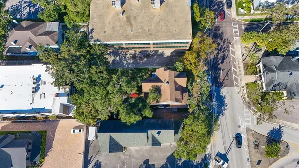 an aerial view of a house