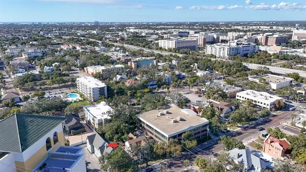 an aerial view of a city