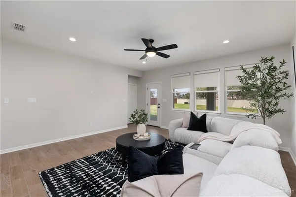 a living room with furniture