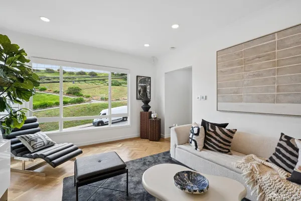 a living room with furniture