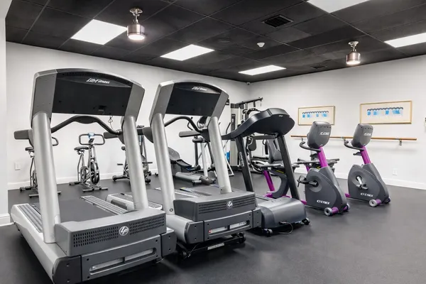 a view of a room with gym equipment