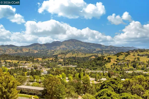 view of a city with mountains in the background