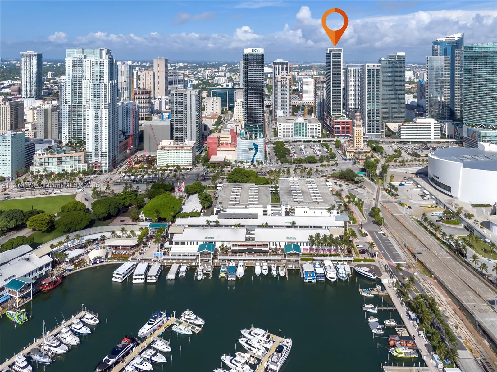 a view of a city with tall buildings