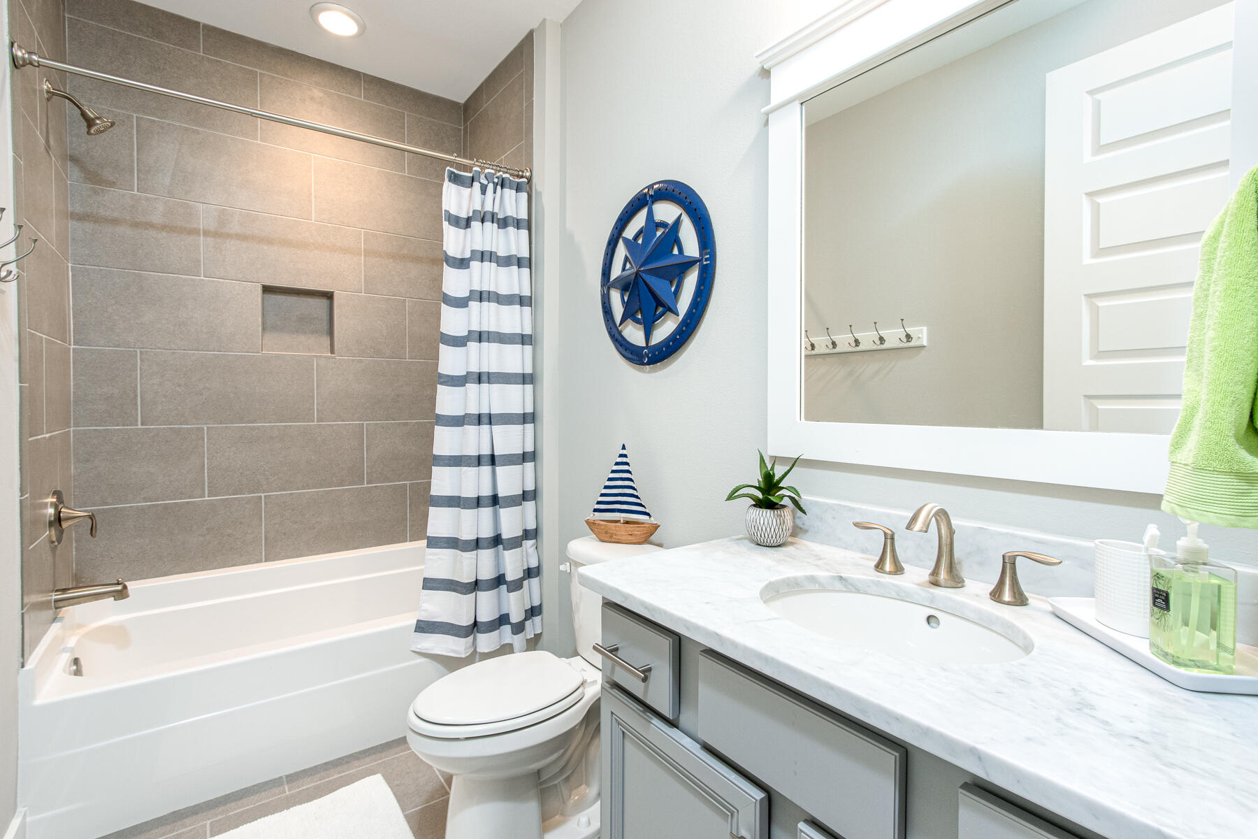 116 Gulfview Way Santa Rosa Beach, FL 32459 - Photo 31 of 57 a bathroom with a granite countertop sink a toilet and a bathtub