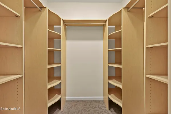 a view of walk in closet with empty racks