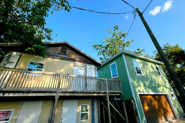 a view of a house with a balcony
