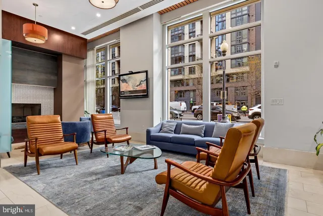 a living room with furniture