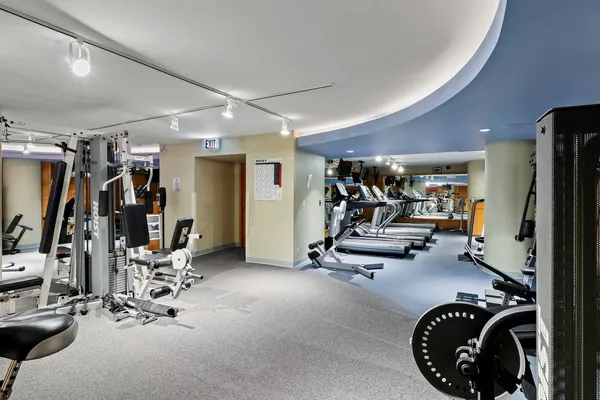a view of a room with gym equipment