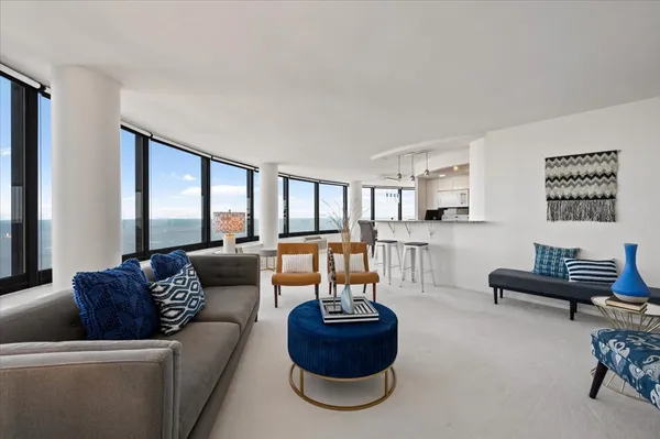 a living room with furniture and a couch