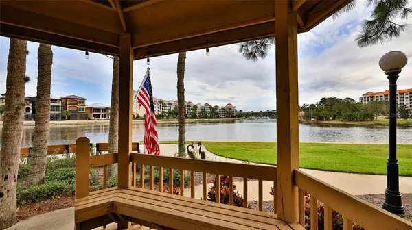 a view of a lake with houses