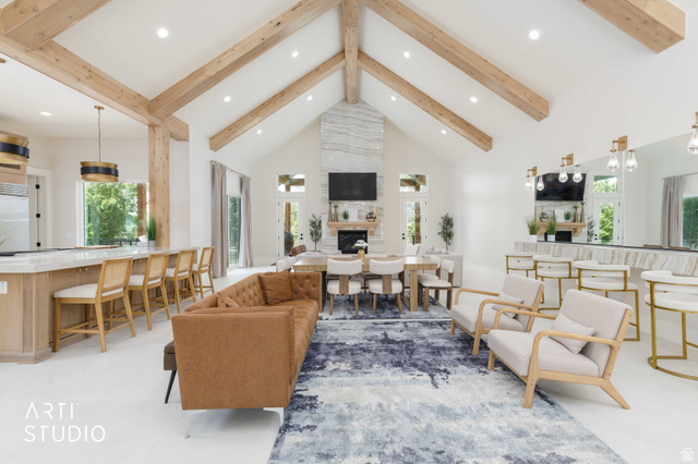 1188 South Old Trappers Loop Road Huntsville, UT 84317 - Photo 19 of 92 Vaulted ceilings with exposed wood beams define this open-concept living space