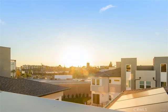 a city view with tall buildings