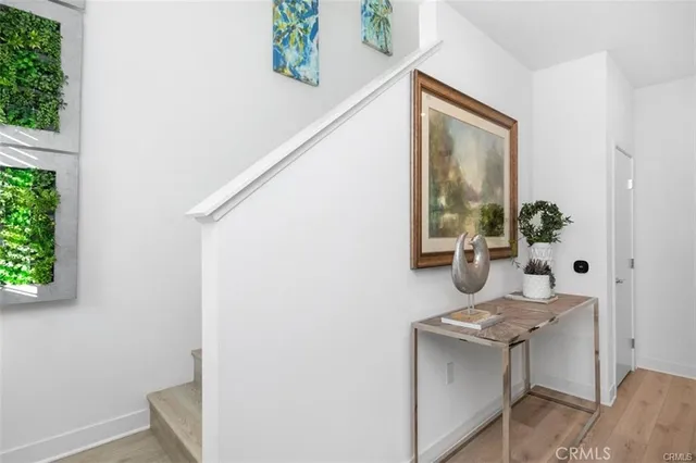 a room with a window and a potted plant