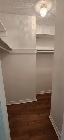 a view of an empty walk in closet