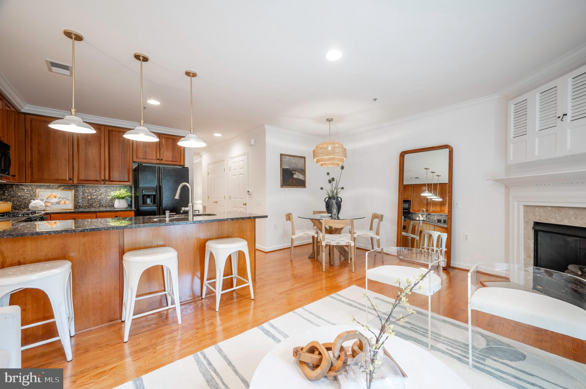 1422 Roundhouse Lane, Unit 1422 Alexandria, VA 22314 - Photo 9 of 73 a living room with stainless steel appliances kitchen island granite countertop furniture and a wooden floor