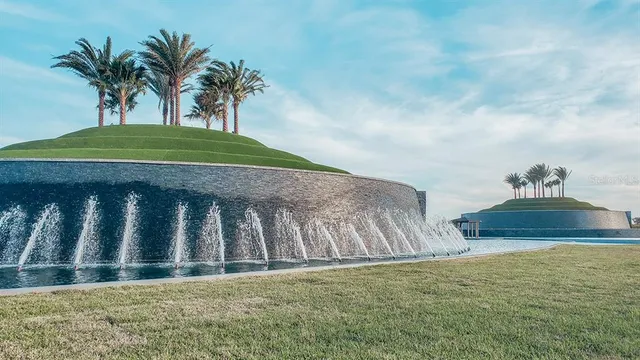 a view of a lake with houses