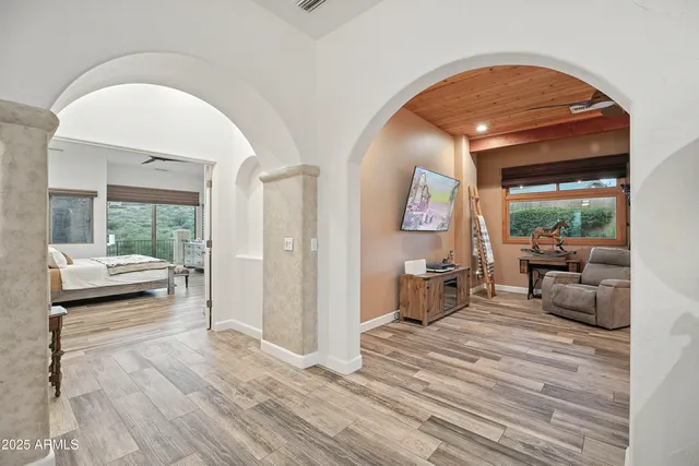 a bathroom with double vanity sink and a mirror