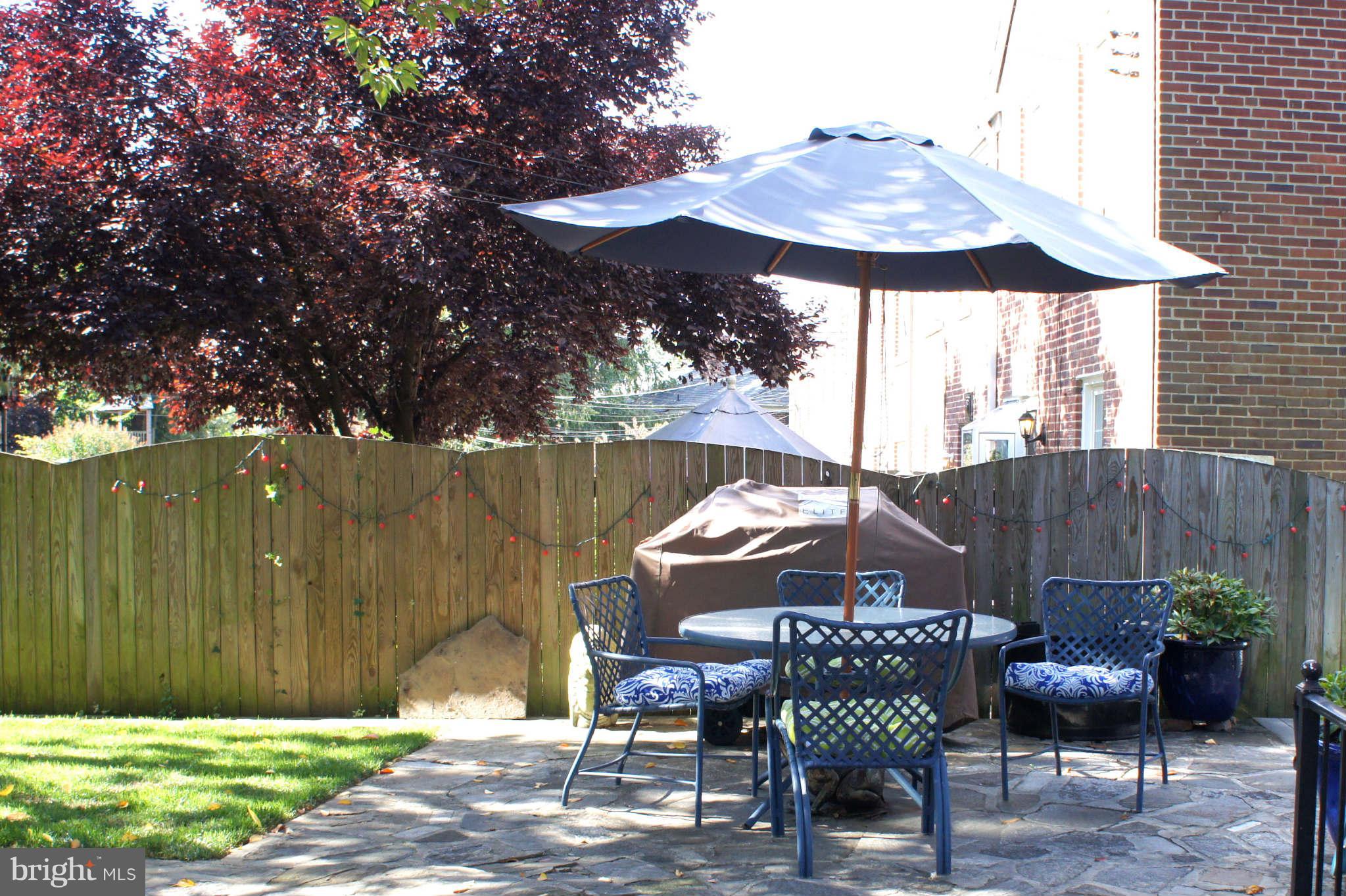 151 Stanmore Road Baltimore, MD 21212 - Photo 28 of 29 a view of a table and chairs under an umbrella in backyard