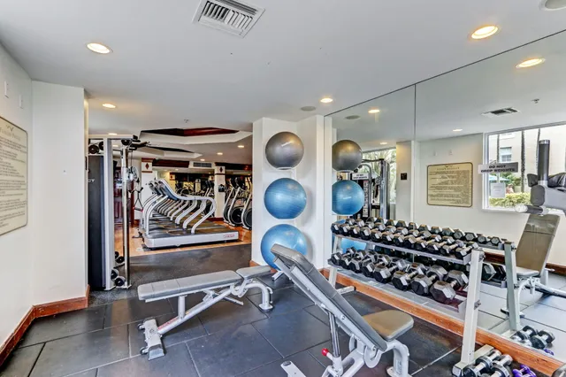 a view of a room with gym equipment