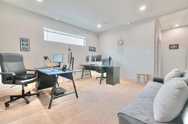 a workspace with furniture and a couch