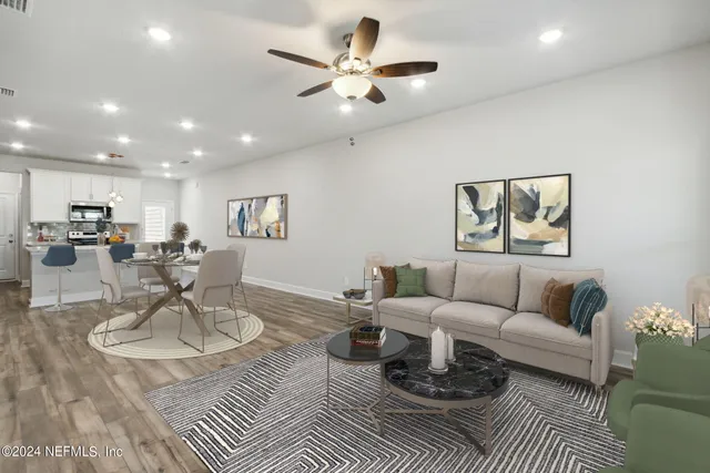 a living room with furniture