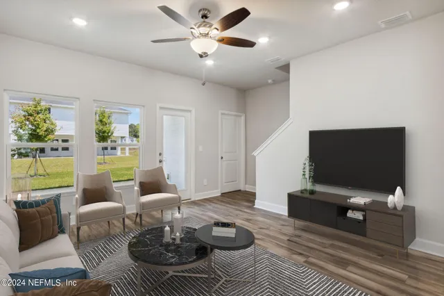 a view of a room with racks on the wall