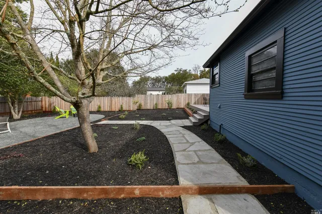 a view of a backyard with a house