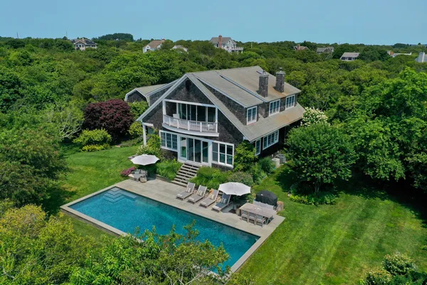 an aerial view of a house