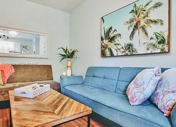 a living room with furniture and a couch