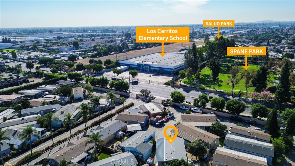 7101 Rosecrans Avenue, Unit 137 Paramount, CA 90723 - Photo 29 of 30 an aerial view of a house with swimming pool