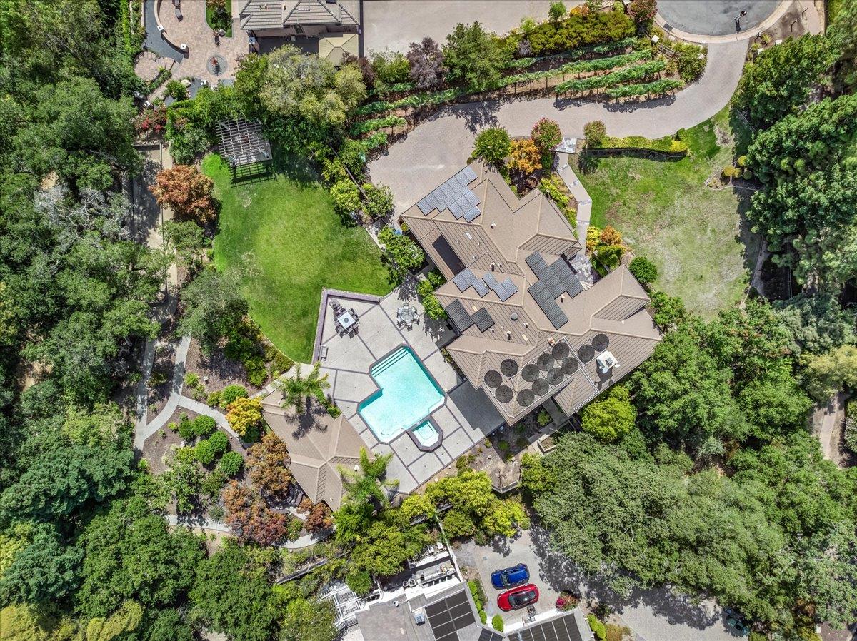 20040 Spaich Court Saratoga, CA 95070 - Photo 64 of 87 an aerial view of a house with a garden and lake view
