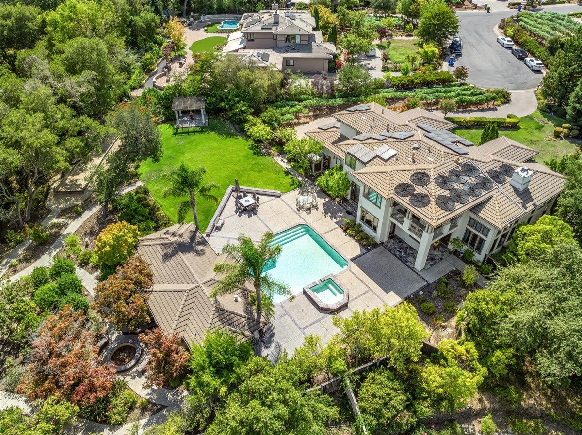 20040 Spaich Court Saratoga, CA 95070 - Photo 65 of 87 an aerial view of residential house with outdoor space and swimming pool