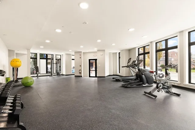 a view of a room with gym equipment