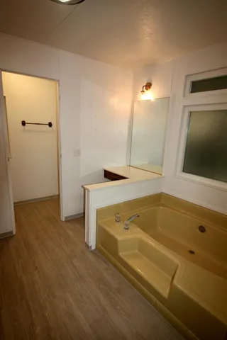 an empty room with windows